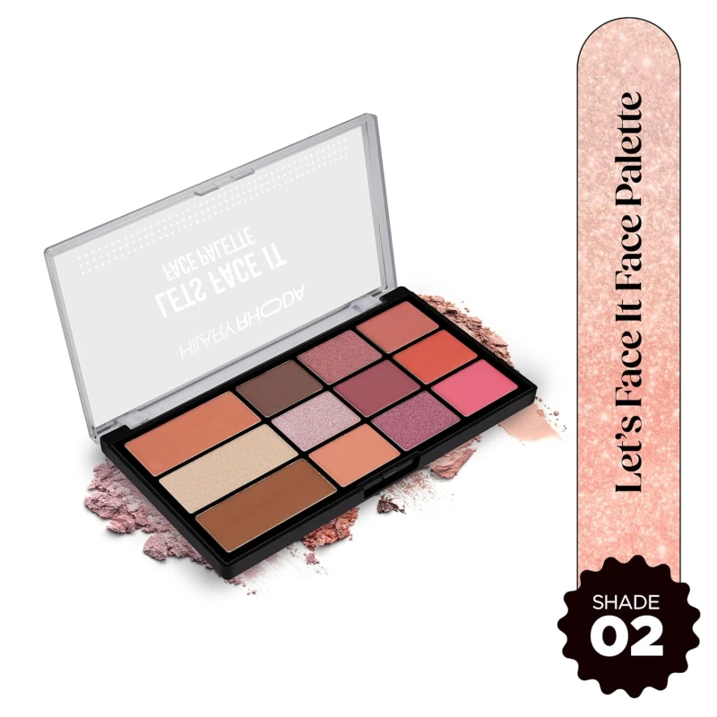 Hilary Rhoda Let’s Face It Face Palette | Highlighter & Blush | Contour | 9 Eyeshadows | Super-Fine Particles | No Fallout | Matte & Shimmer Finish -23.4g (Sun Downer |Shade 02) thumbnail 2